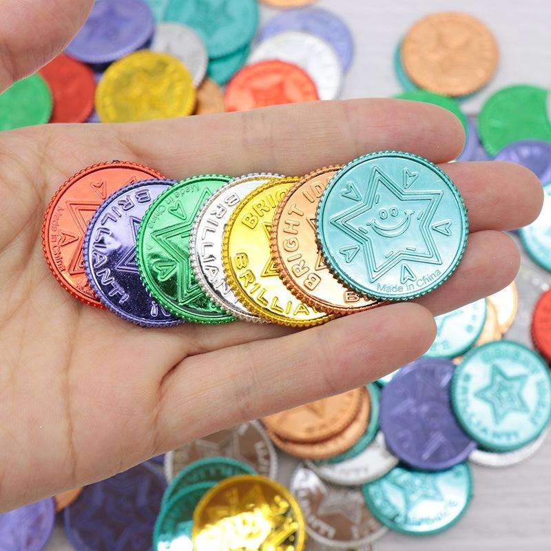 100 PCS / Bag Pirate Gold Coin Seven Color Lucky Coin Christmas Game Props