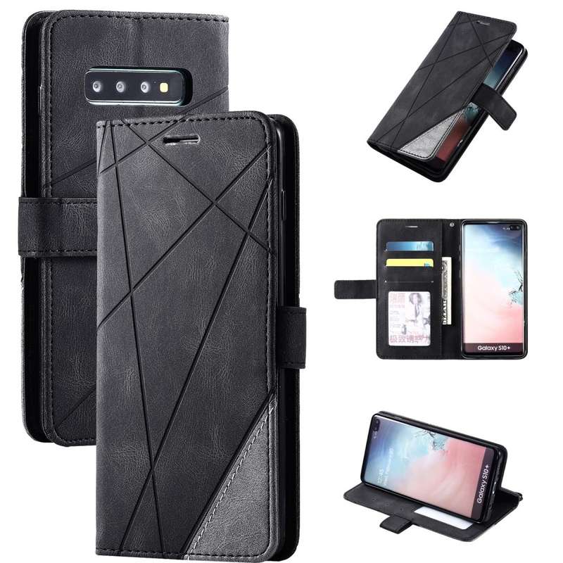 For Samsung Galaxy S10 Plus Skin Feel Splicing Horizontal Flip Leather Case with Holder & Card Sl...