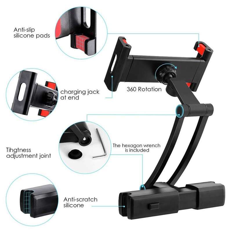 Universal 360 Rotation Holder Bracket Back Seat Car Mount(Black)
