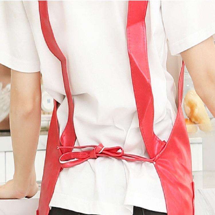 Waterproof Oil Proof Soft Leather Thick Wear-resistant Men and Women Overalls Apron(Red)