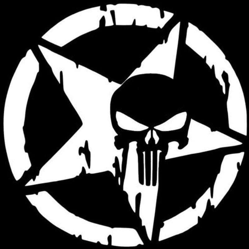 10 PCS The Punisher Skull Car Sticker Pentagram Vinyl Decals Motorcycle Accessories, Size: 13x13cm