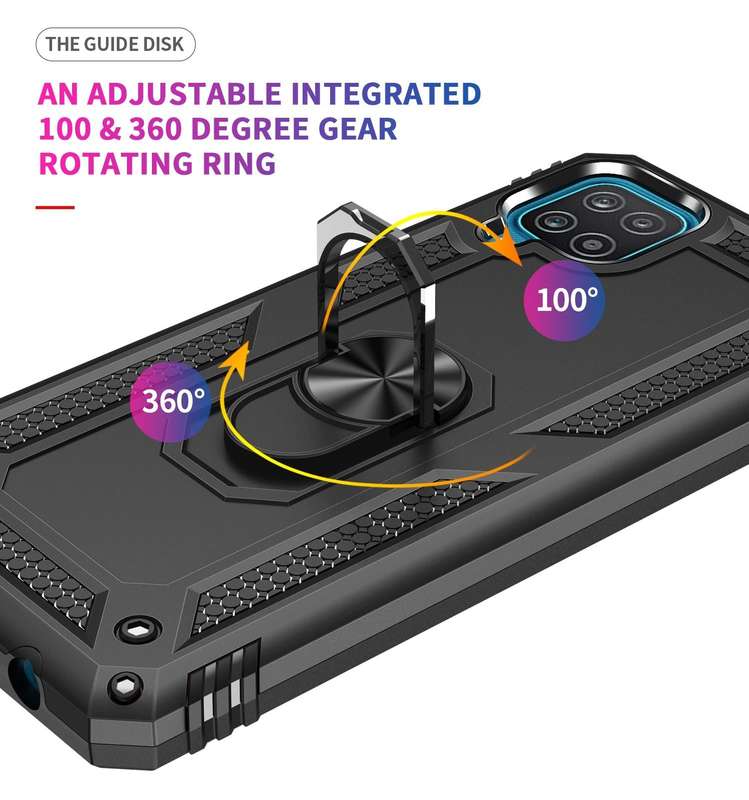 For Samsung Galaxy A12 5G Shockproof TPU + PC Protective Case with 360 Degree Rotating Holder(Black)