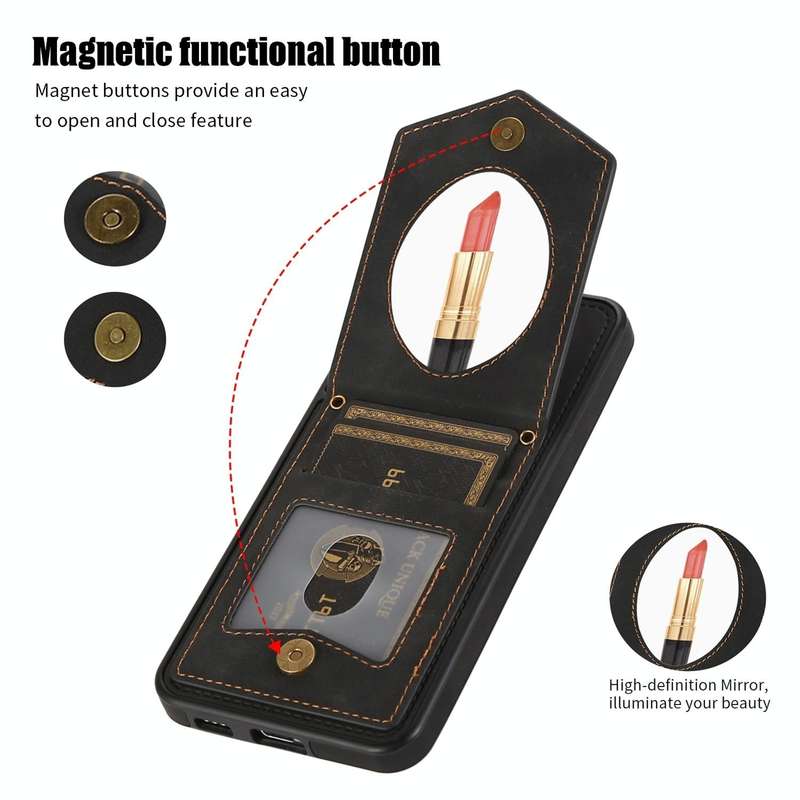 For Samsung Galaxy Note20 Ultra Rhombic Texture RFID Phone Case with Lanyard & Mirror(Black)