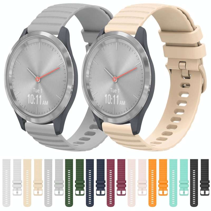 For Garmin Vivomove 3S 18mm Wavy Dotted Solid-Color Silicone Watch Band(Gray)