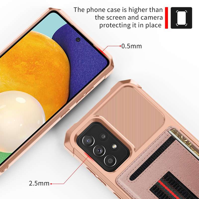 For Samsung Galaxy A73 5G ZM06 Card Bag TPU + Leather Phone Case(Pink)