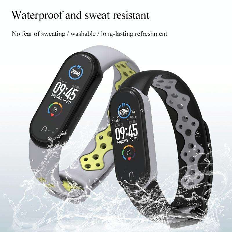 For Xiaomi Mi Band 5/6/7 Mijobs Sport Two-color TPU Watch Band(Grass+Black)