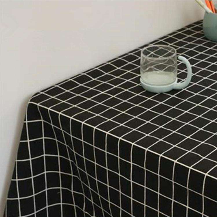 Square Checkered Tablecloth Furniture Table Dust-proof Decoration Cloth, Size:90x90cm(Black)