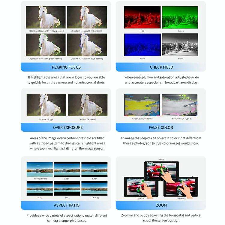 FEELWORLD F6 PLUSX 5.5 inch High Bright 1600nit Touch Screen DSLR Camera Field Monitor IPS FHD192...