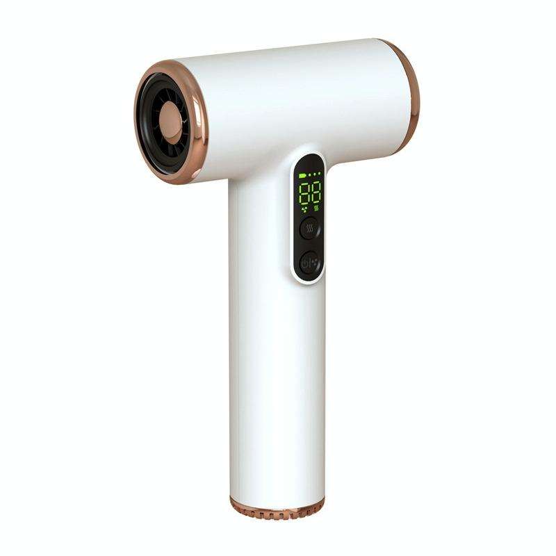 Wireless Rechargeable Hair Dryer with 3 Levels Wind Speed/ Temperature Adjustable(White)