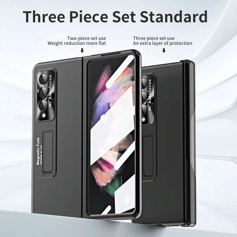 For Samsung Galaxy Z Fold4 Electroplating Corrugated Hinge Folding Phone Case(Black)
