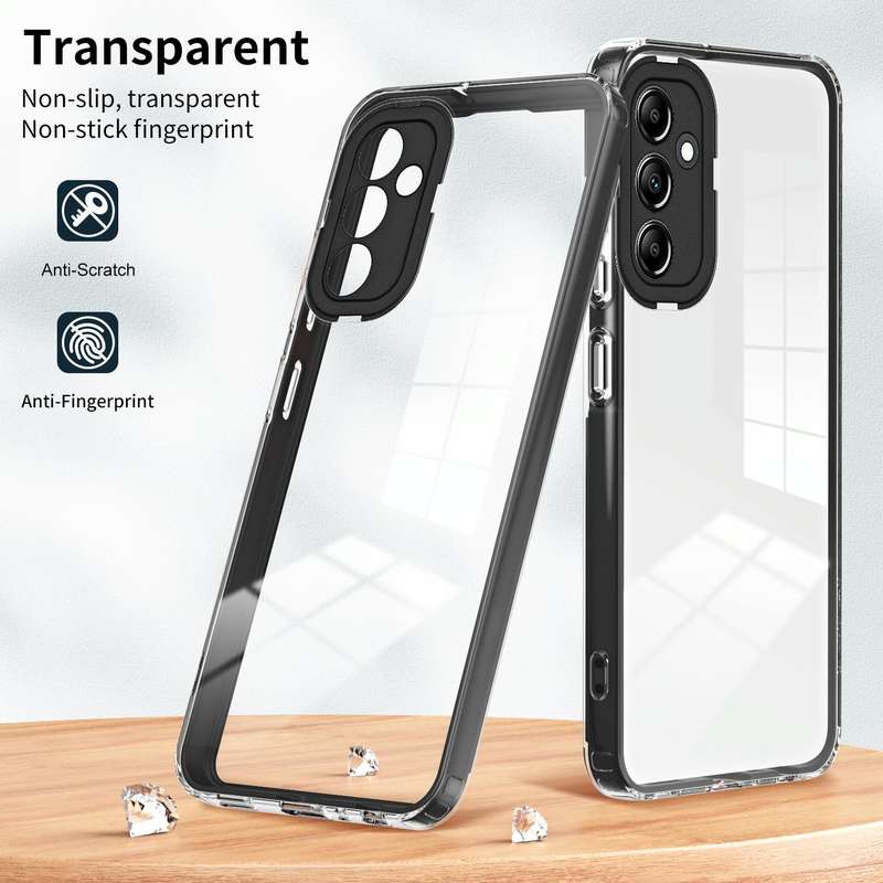 For Samsung Galaxy A14 5G 3 in 1 Clear TPU Color PC Frame Phone Case(Black)