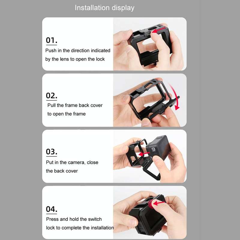 For GoPro HERO10 Black / HERO9 Black ABS Plastic Border Frame Mount Protective Case with Buckle B...