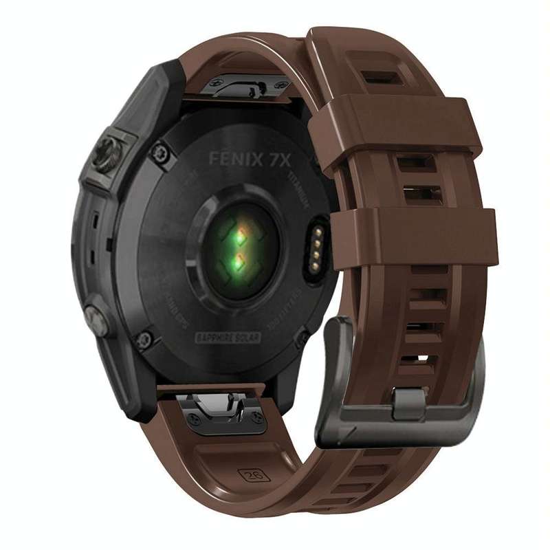 For Garmin Fenix 7X / 6X / 5X 26mm Black Buckle Silicone Watch Band(Dark Brown)