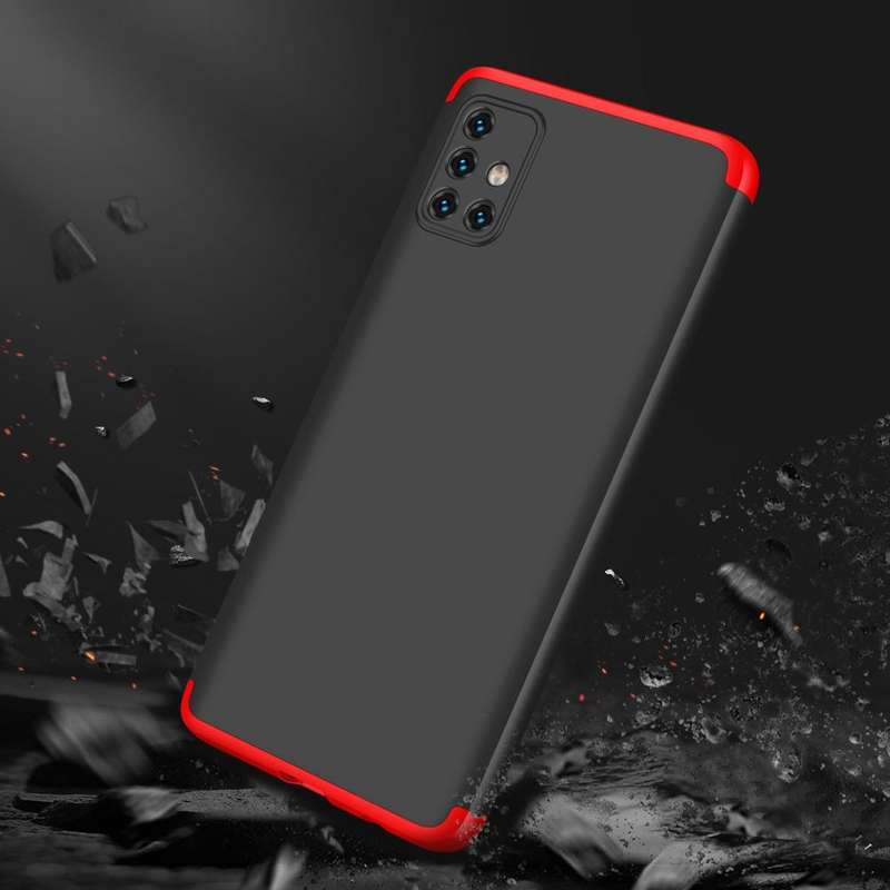 For Samsung Galaxy A51 GKK Three Stage Splicing Full Coverage PC Protective Case(Black Red)