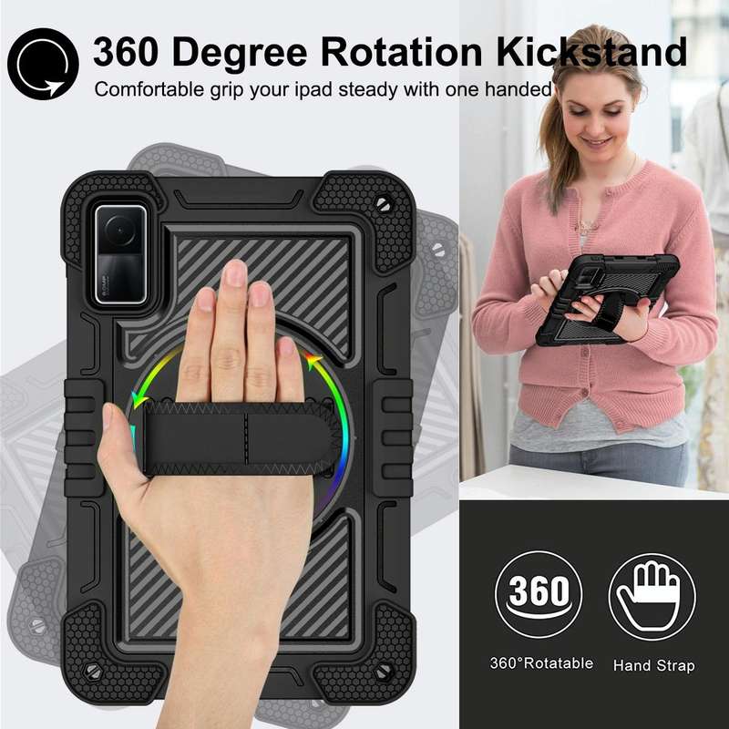 For Xiaomi Redmi Pad 10.61 360 Degree Rotation PC Contrast Silicone Tablet Case(Black)