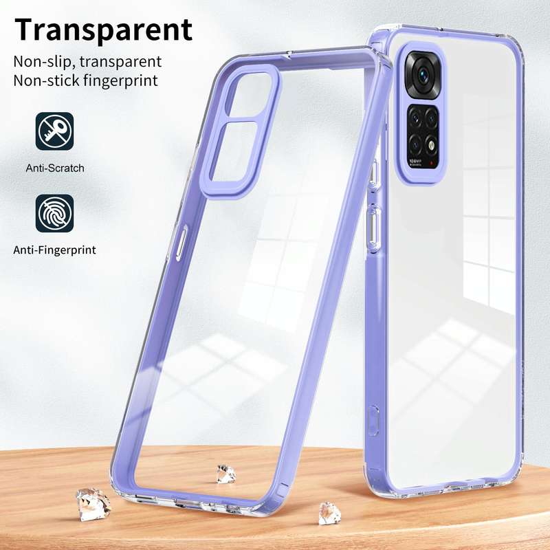For Xiaomi Redmi Note 11 2022 3 in 1 Clear TPU Color PC Frame Phone Case(Purple)
