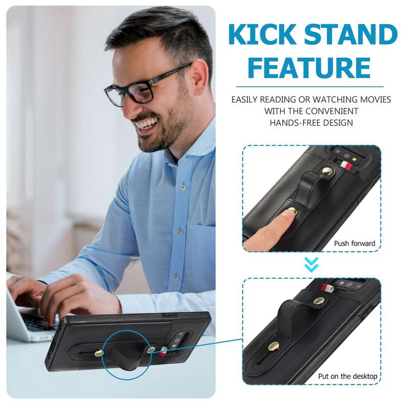 For Samsung Galaxy Note9 Wristband Kickstand Wallet Leather Phone Case(Black)