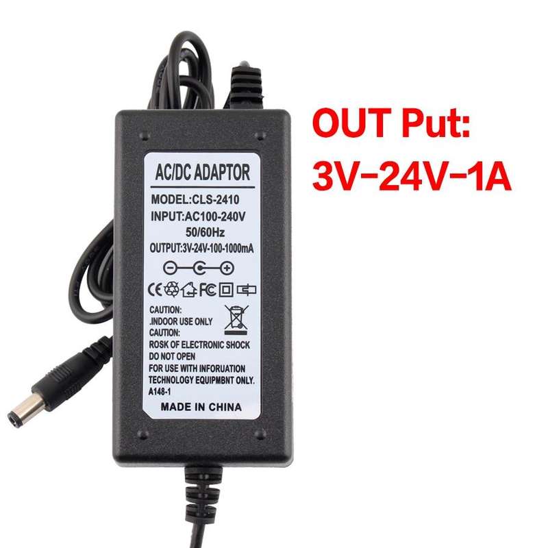 9V-24V 1A AC To DC Adjustable Voltage Power Adapter Universal Power Supply Display Screen Power S...