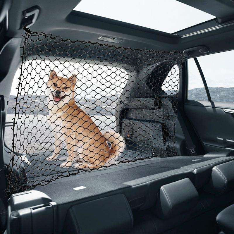 Car Pet Isolation Net Car Back Seat Dog Barrier Safety Net(120x70cm 4 Side Rubber Band)