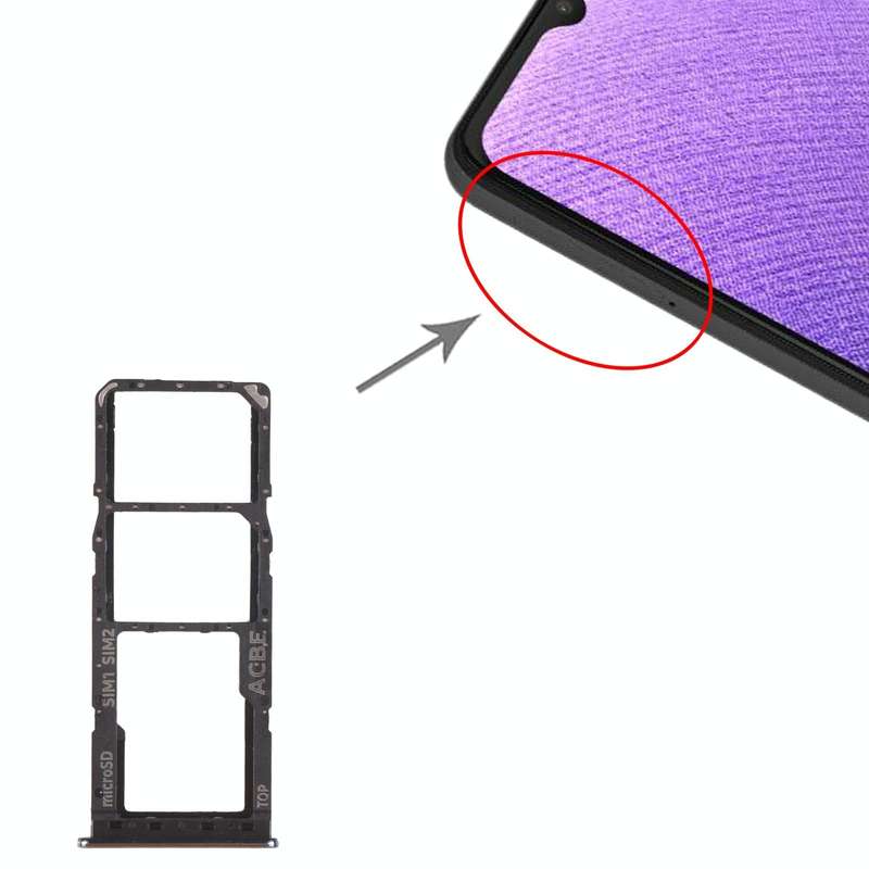 For Samsung Galaxy A32 SM-A325 SIM Card Tray + SIM Card Tray + Micro SD Card Tray (Black)