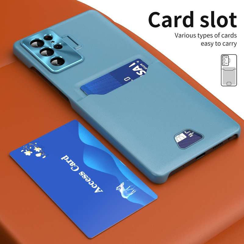 For Samsung Galaxy S23 Ultra 5G Pure Color Invisible Lens Holder Phone Case(Lake Blue)