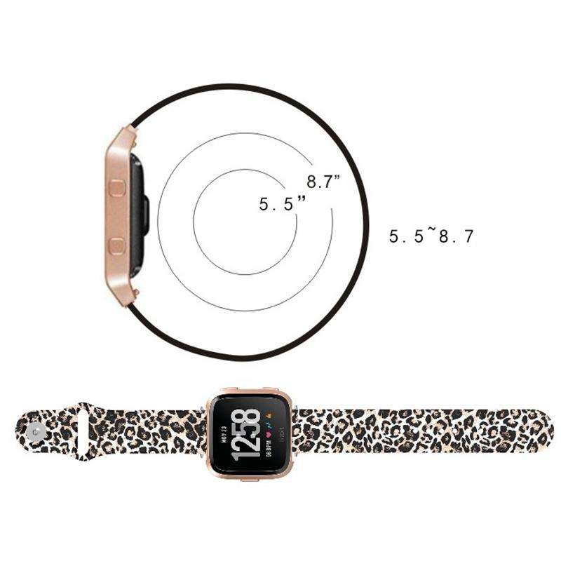For Fitbit Versa 2 / Lite 22mm Reverse Buckle Printed Silicone Watch Band(Brown Leopard)