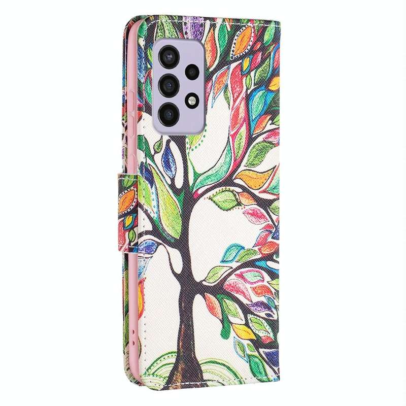 For Samsung Galaxy A33 5G Colored Drawing Pattern Leather Phone Case(Life Tree)