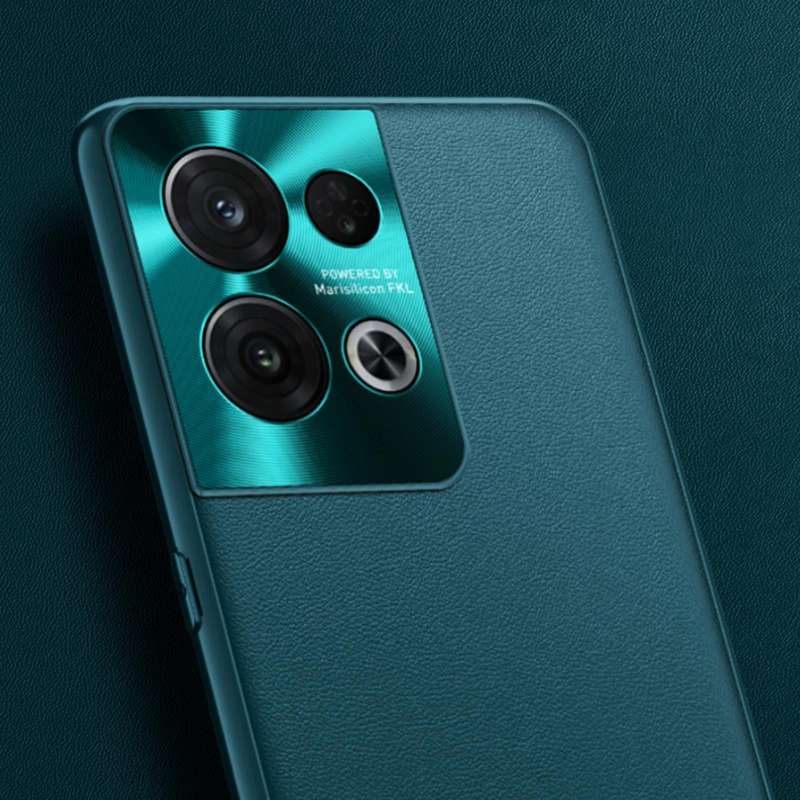 For OPPO Reno8 Pro Plain Skin Leather Phone Case(Cyan)