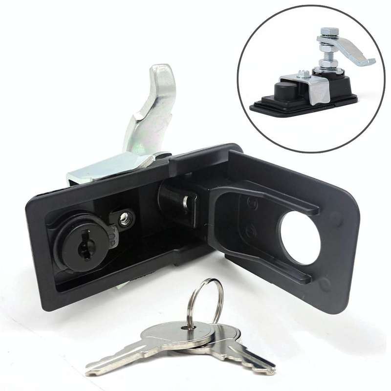 Adjustable Black Paddle Entry Door Latch & Keys Tool Box Lock for Trailer / Yacht / Truck