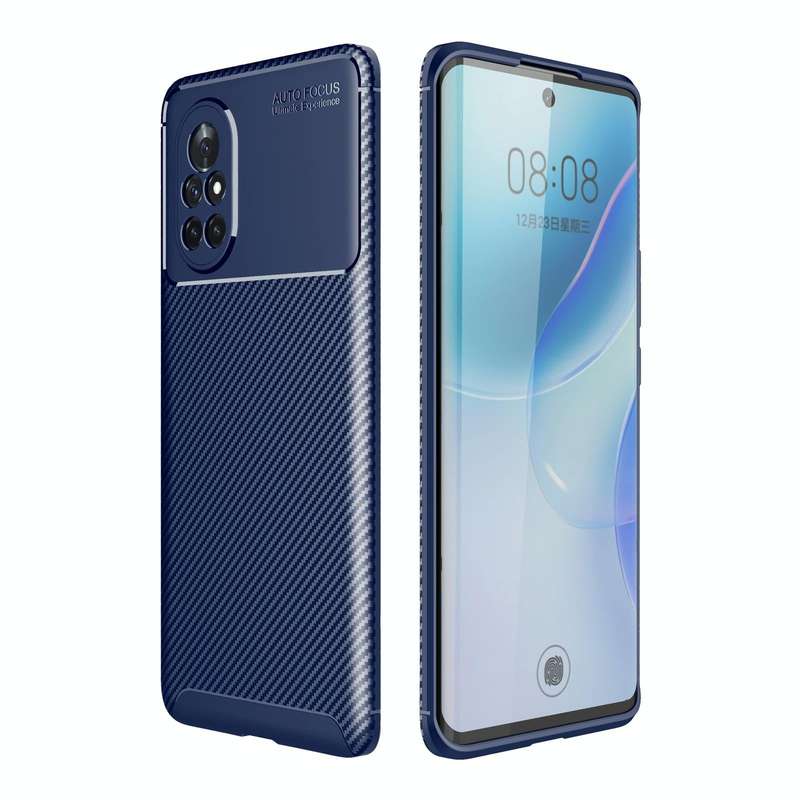 For Huawei nova 8 5G Carbon Fiber Texture Shockproof TPU Case(Blue)