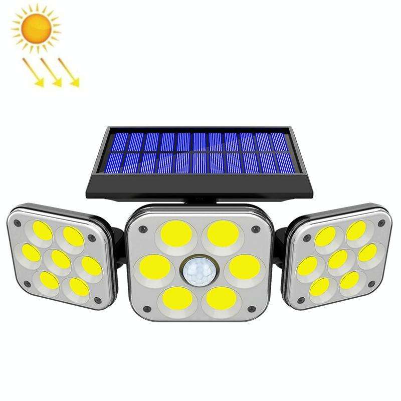 132 COB Solar 3-Head Rotatable Wall Lights Human Sense Outdoor Waterproof Garden Street Light