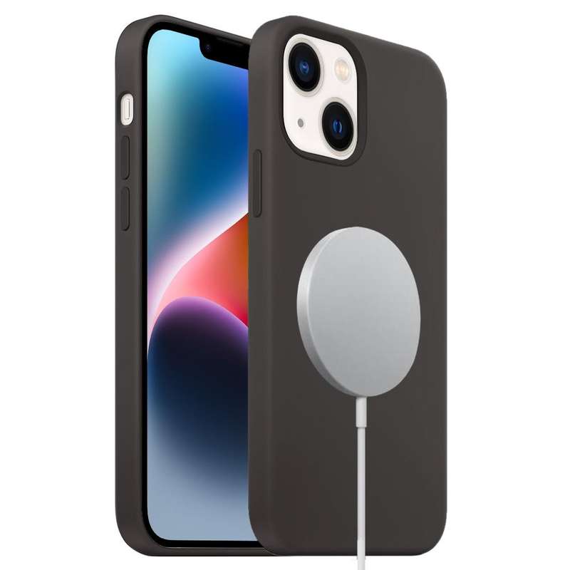 For iPhone 15 MagSafe Liquid Silicone Full Coverage Phone Case(Black)