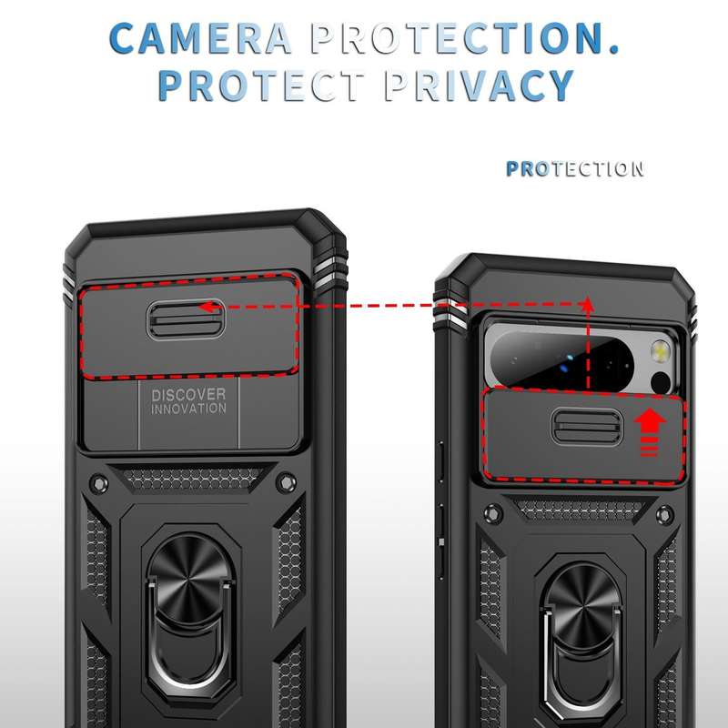 For Google Pixel 8 Pro Sliding Camshield TPU + PC Phone Case with Holder(Black)