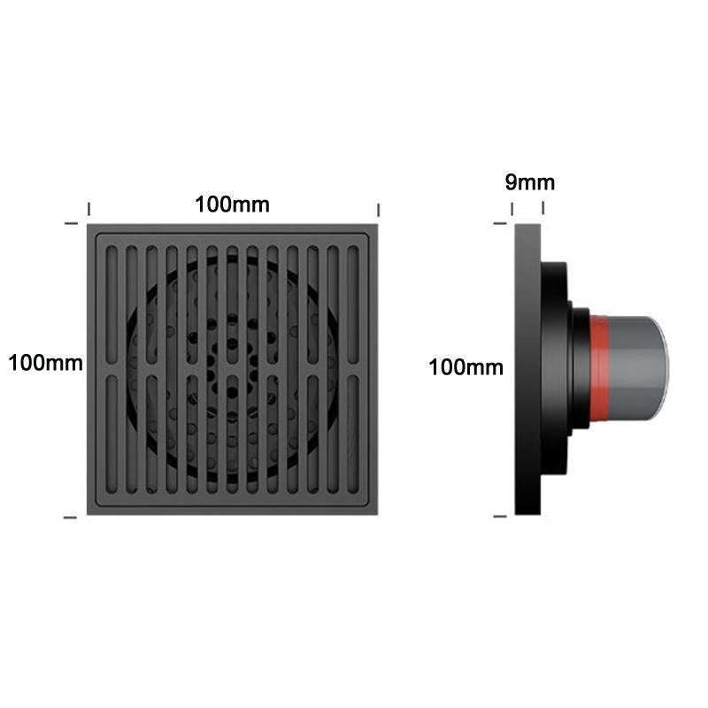 Bathroom Sewer Deodorant Pure Copper Floor Drain, Specification: Gray+Inner Core