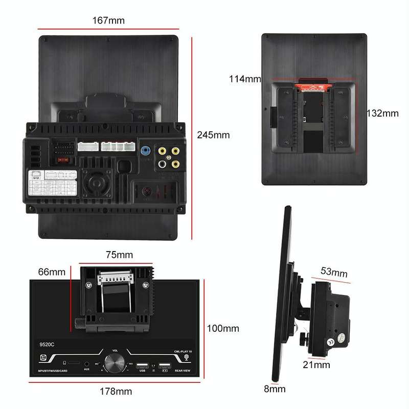 9520C Double Spindle 9.5 inch Vertical Screen Car MP5 Player, Style: Standard