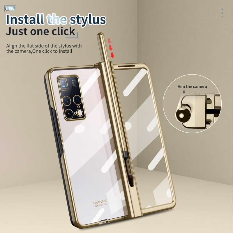 For Huawei Mate X2 Electroplating Hinge Phone Case with Stylus(Gold)