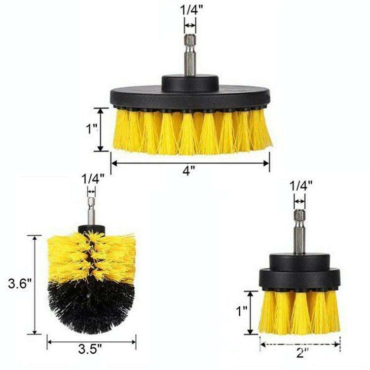 3 PCS Bathroom Kitchen Cleaning Brushes Kit for Electric Drill(Yellow)