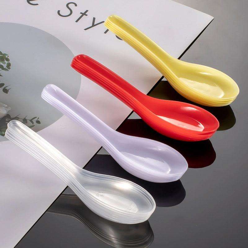 60pcs /Pack DY-103 Disposable PP Plastic Soup Spoon Packed Takeaway Scoop(White)