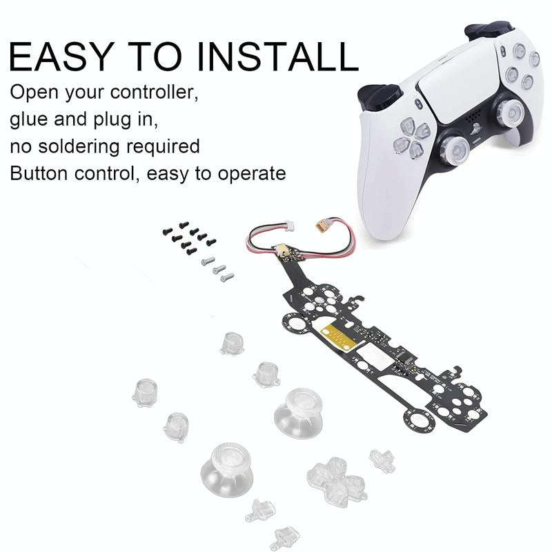 For PS5 Controller LED Light Button Kit DIY Light Panel Board Luminated D-Pad Set B