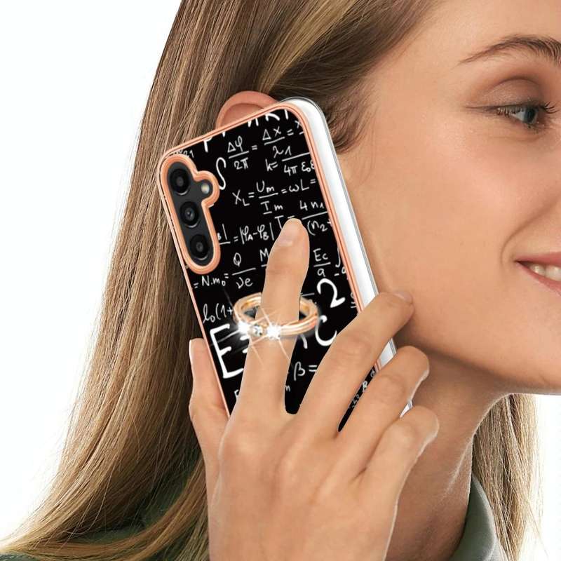 For Samsung Galaxy A34 5G Electroplating Dual-side IMD Phone Case with Ring Holder(Equation)