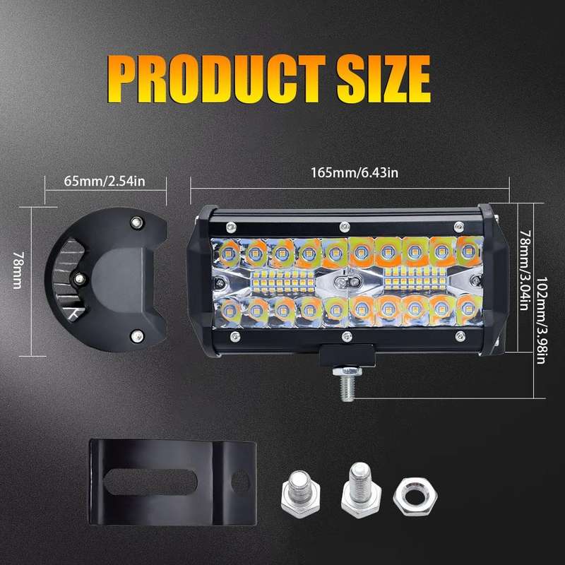 7 inch 15W 3 Row Car LED Strip Light Working Refit Off-road Vehicle Lamp Roof Strip Light with Ye...