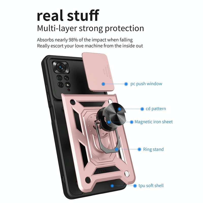 For Xiaomi Redmi Note 11 Pro (Global) Sliding Camera Cover TPU+PC Phone Case(Blue)