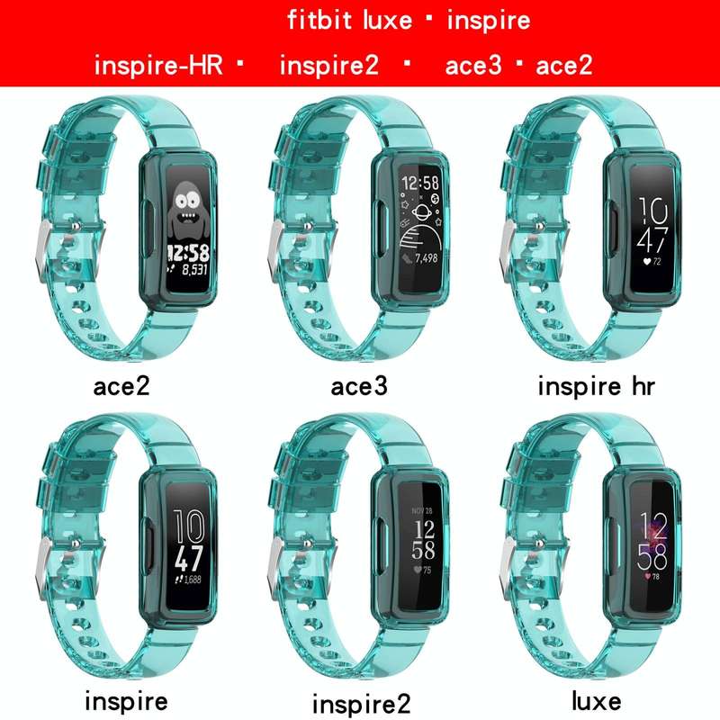 For Fitbit Ace 3 Transparent Silicone Integrated Watch Band(Black)