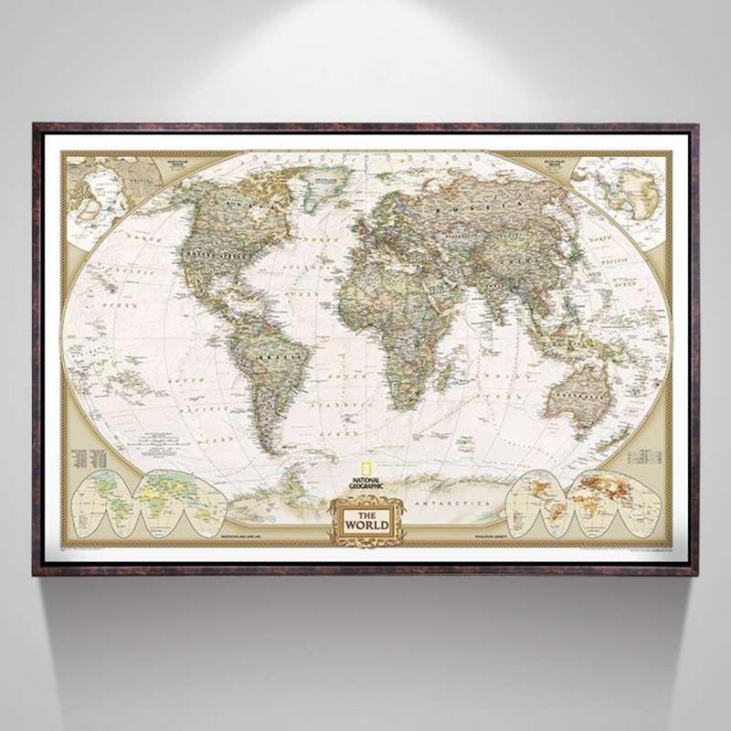 Antique Poster Wall Chart Retro Matte Kraft Paper World Map, Size:20X30cm