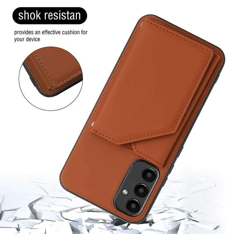 For Samsung Galaxy A24 4G Skin Feel PU + TPU + PC Card Slots Phone Case(Brown)