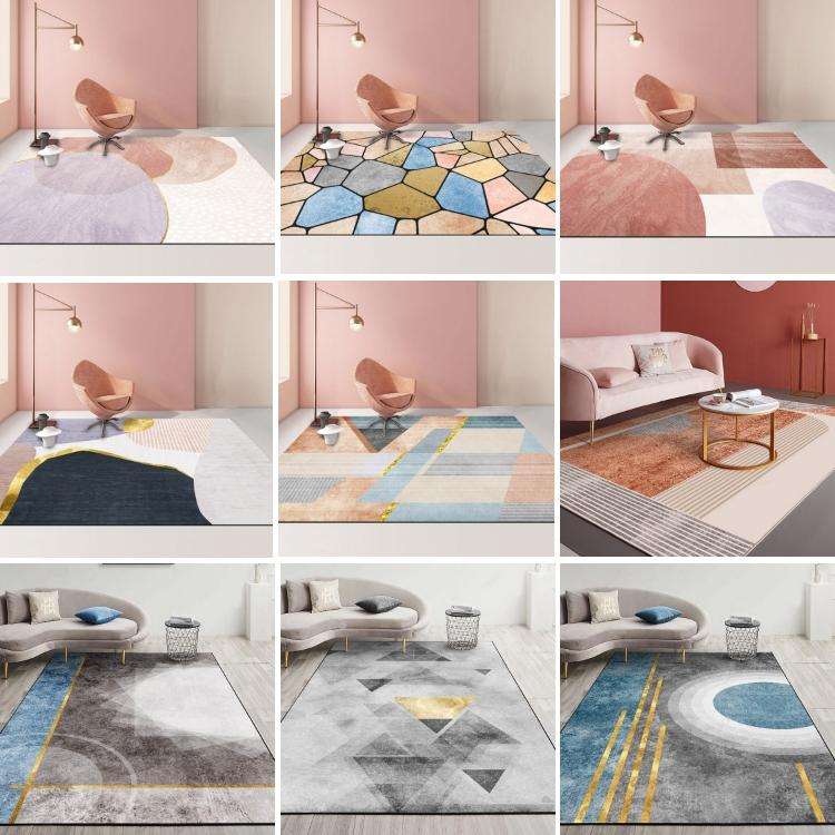 Modern Abstract Geometric Living Room Rug Coffee Table Cushion, Size: 80x120cm(16)