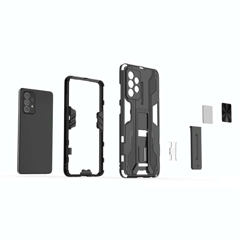 For Samsung Galaxy A52 5G / 4G Supersonic PC + TPU Shock-proof Protective Case with Holder(Black)