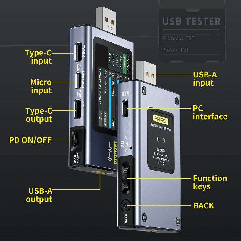 FNIRSI FNB58 USB Voltage Ammeter TYPE-C Fast Charge Power Tester, Specification: Bluetooth