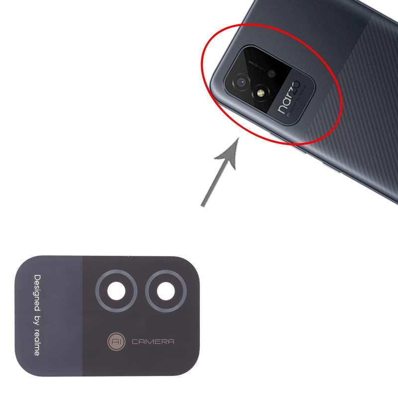 For OPPO Realme Narzo 50i RMX3235 10pcs Back Camera Lens (Black)