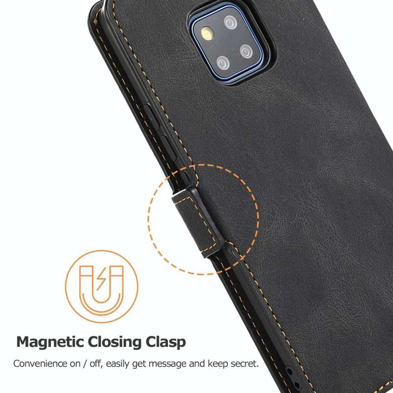 For Huawei Mate 20 Pro Retro Magnetic Closing Clasp Horizontal Flip Leather Case with Holder & Ca...